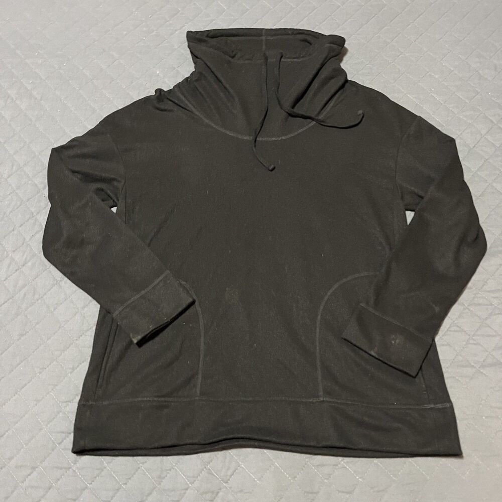 James Perse Sweatshirt Pullover Cowl Hoodie Fleece Drawstring Black Womens 3